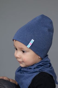 Комплект Шапка трикотажная+снуд (Красный, Синий меланж) ФЛАЙ