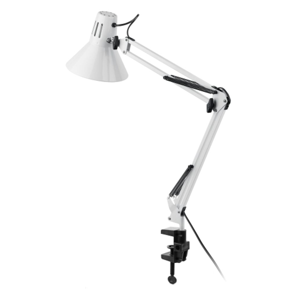 Настольный светильник ЭРА N-121-E27-40W-W на струбцине белый | Настольные светильники под лампу