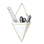 Кашпо для цветов настенное trigg, 22х39 см, белое/латунь