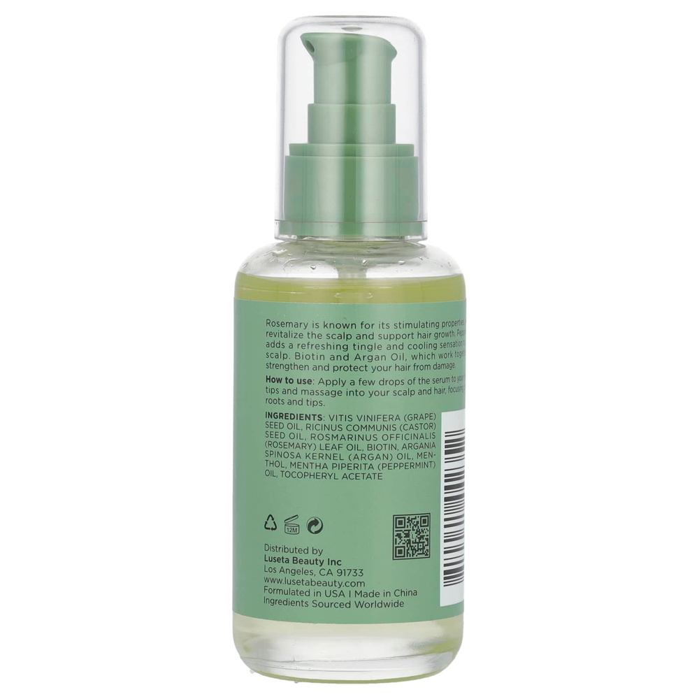 Luseta Beauty, комплекс с розмарином и мятой, укрепляющая сыворотка для волос и кожи головы, для всех типов волос и кожи головы, 100 мл (3,38 жидк. унции)