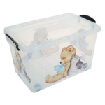 Контейнер для хранения №7 (50л) на колесах, прозрачный с рисунком МИШКА С КОТЕНКОМ П-118