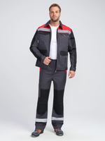 Костюм ProfLineBase-1 (тк.Твил,210) брюки, т.серый/черный/красный