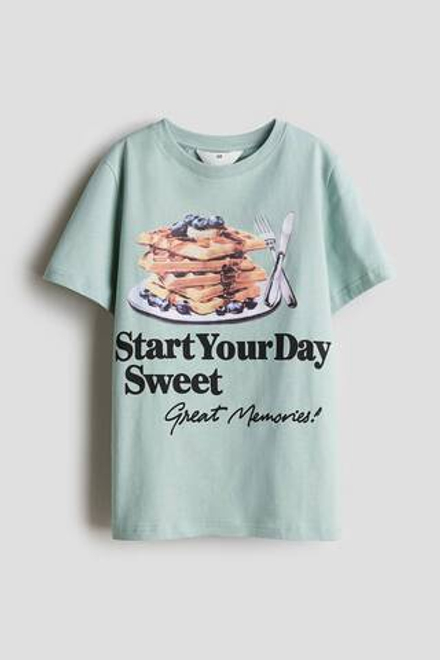 H&M Футболка с принтом, бирюзовый