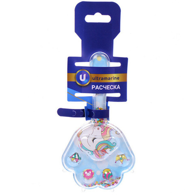 Расческа массажная детская «ФРАТТИ БУМ», единорожек Марли, форма лапка, 16*8см (блистер Ультрамарин)