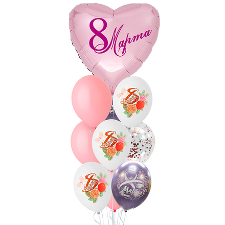 Букет из воздушных шаров "С 8 марта Большое Сердце"