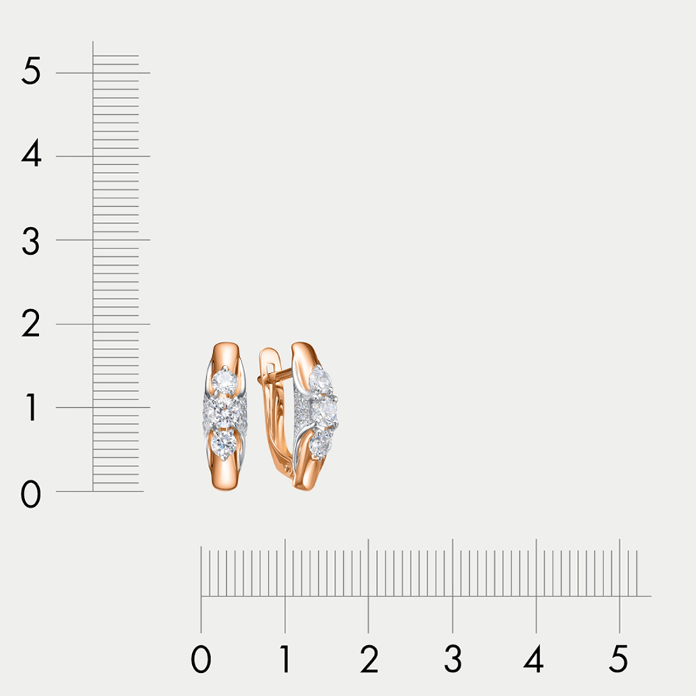 Серьги женские с фианитами из розового и белого золота 585 пробы (арт. 1203077)