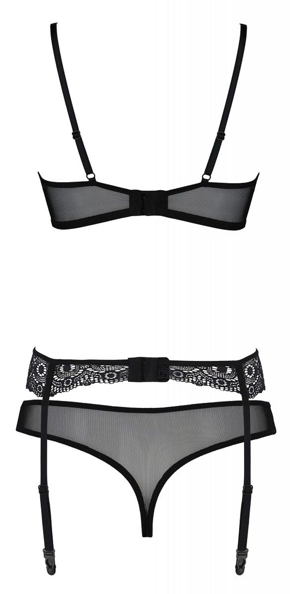 Пикантный комплект белья Zinnia с поясом для чулок (Размер: XXL-XXXL) (Цвет: черный)