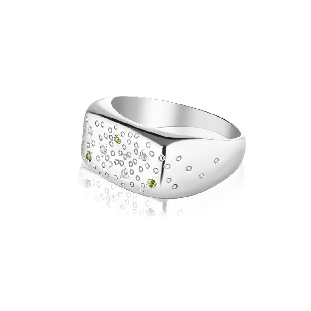 Кольцо 7 Crystals с топазом и хризолитом