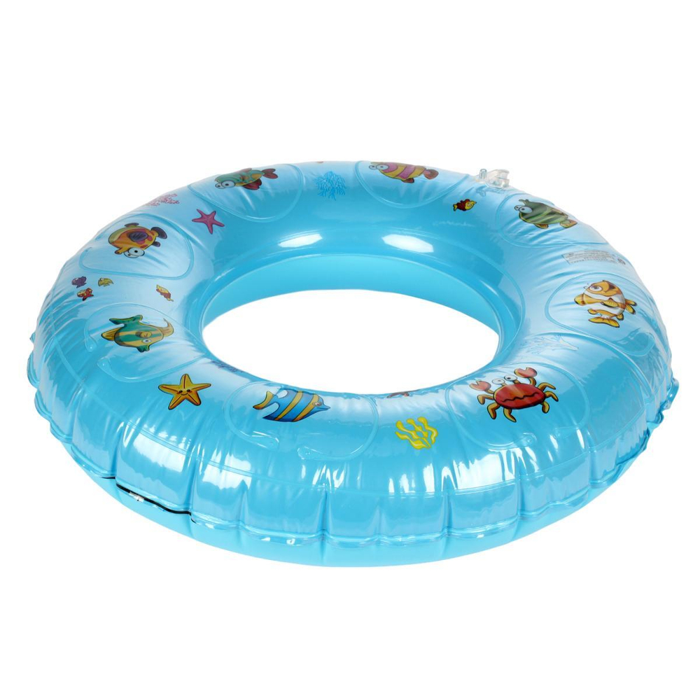 Надувной круг 60 см, выпуклый с рыбками, 4 цвета микс, с-30323