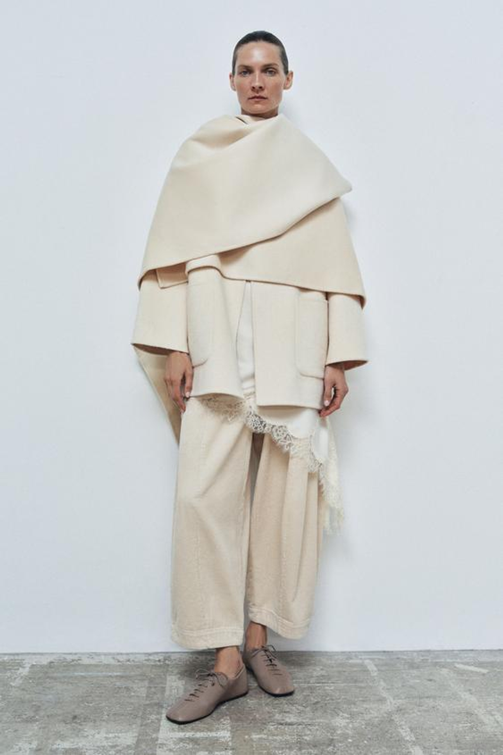 ZARA ВЕЛЬВЕТОВЫЕ БРЮКИ BARREL FIT — ZW COLLECTION, ЭКРЮ