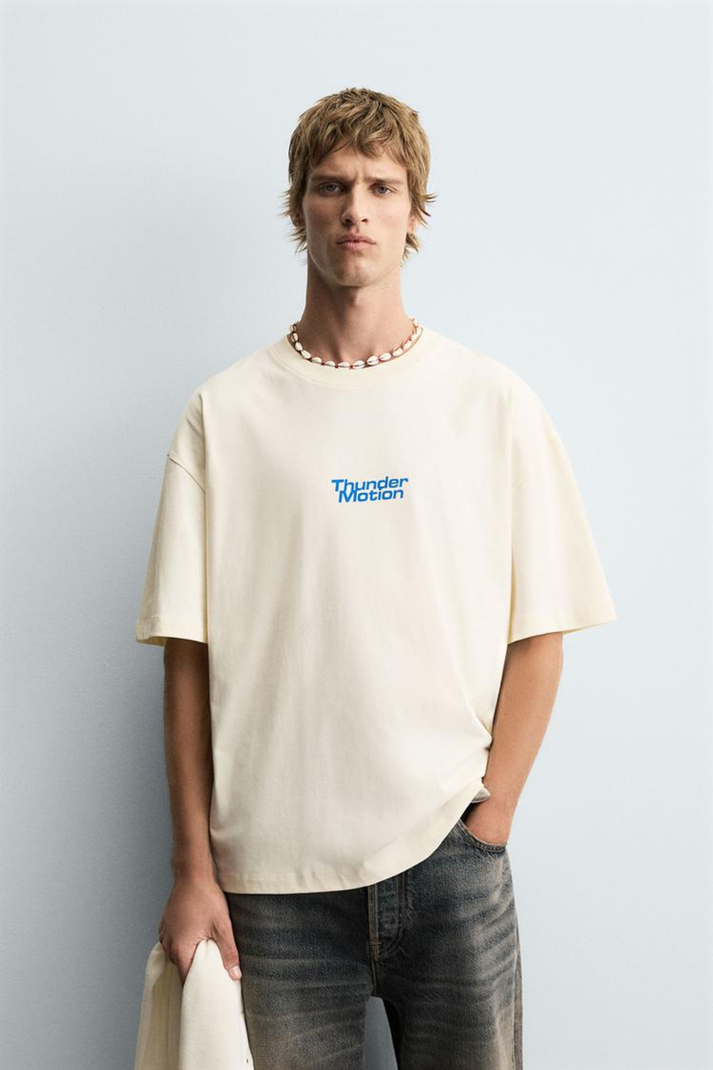 ZARA ФУТБОЛКА С КОНТРАСТНЫМИ ПРИНТАМИ, СВЕТЛО-ЖЕЛТЫЙ