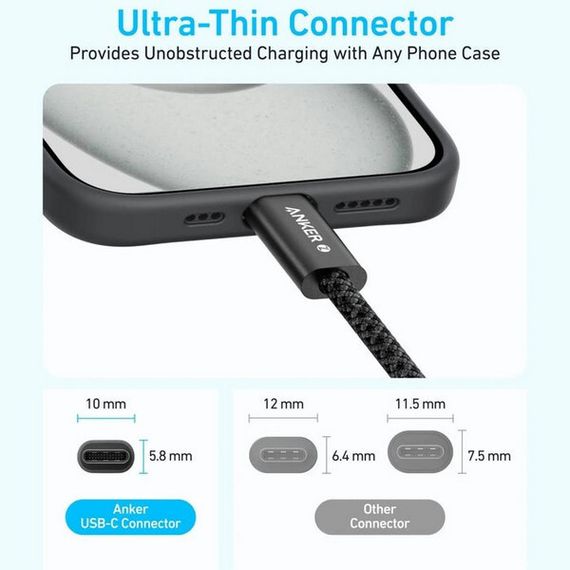 Кабель Anker Dirt-Resistant USB-C to USB-C Cable 240W 1.8 м (A8060H12) Black