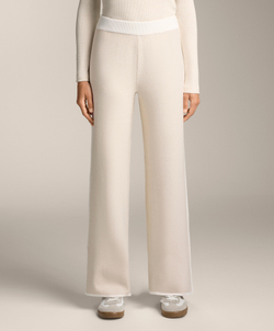 OYSHO Трикотажные брюки прямого кроя с контрастной окантовкой, цвет слоновой кости