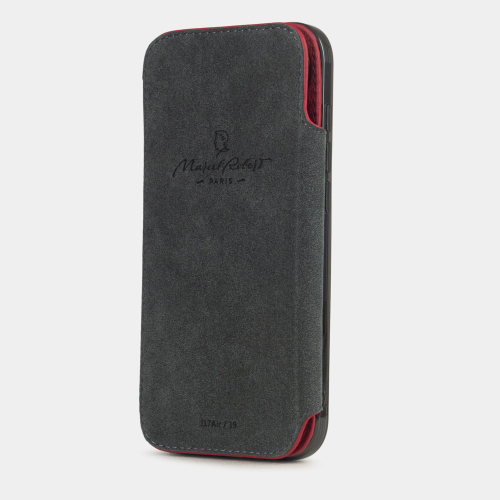Чехол-книжка кожаная для iPhone 17 Air, теленок красного цвета
