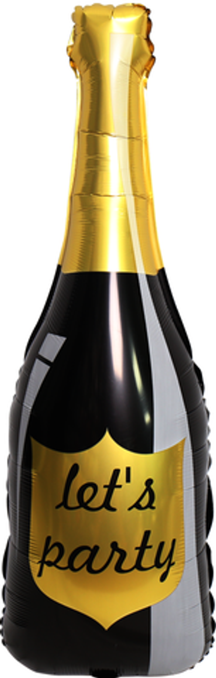 К Фигура, Бутылка Шампанское, Let`s Party, Черный, 40"/102 см, 1 шт.
