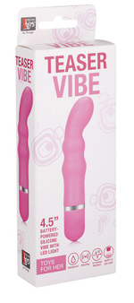 Розовый силиконовый вибратор NEON TEASER VIBE PINK - 11,4 см. (Цвет: розовый)