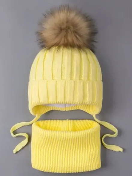 Шапка зимняя детская и снуд вязаные