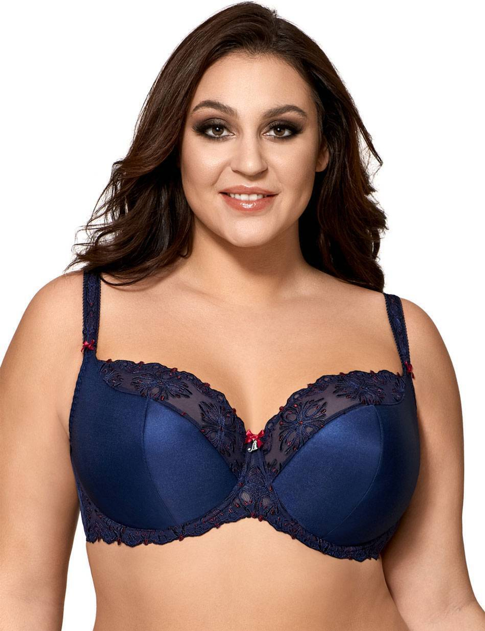 Бюстгальтер с чашками на поролоне с сетчатыми элементами (Размер: 65I) (Цвет: темно-синий)