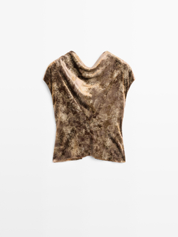 Massimo Dutti Струящийся топ, цвет жженого апельсина