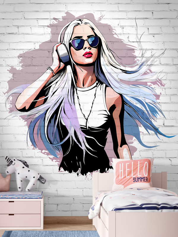 Стильные фотообои граффити девушка