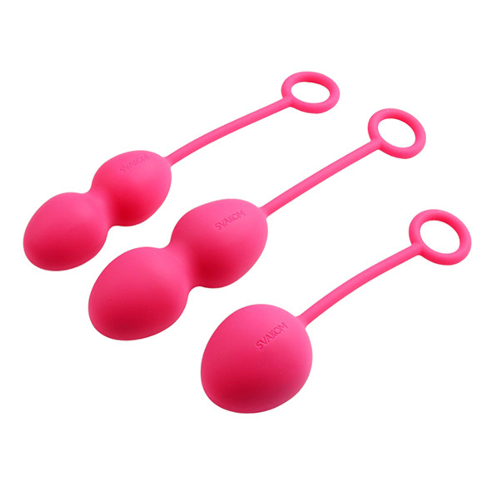 Набор розовых вагинальных шариков со смещенным центром тяжести Svakom Nova Ball Weighted Kegel with Cord Set SSYB-01-PMR