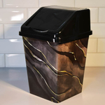 Ведро для мусора 10л с подвижной крышкой квадратное "Черный мрамор"