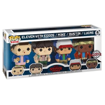 Фигурки Funko POP! 8-Bit Stranger Things: Eleven w/Eggos / Mike / Dustin / Lucas (Exc) 4PK 63729