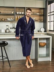 Халат мужской SAMUEL без капюшона Синий POLENS Турция