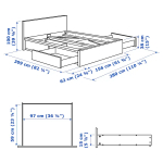 Каркас кровати с 4 ящиками - IKEA MALM/МАЛЬМ ИКЕА, 156x200 см, синий