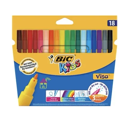 Фломастеры цветные BIC Visa Коробка x18