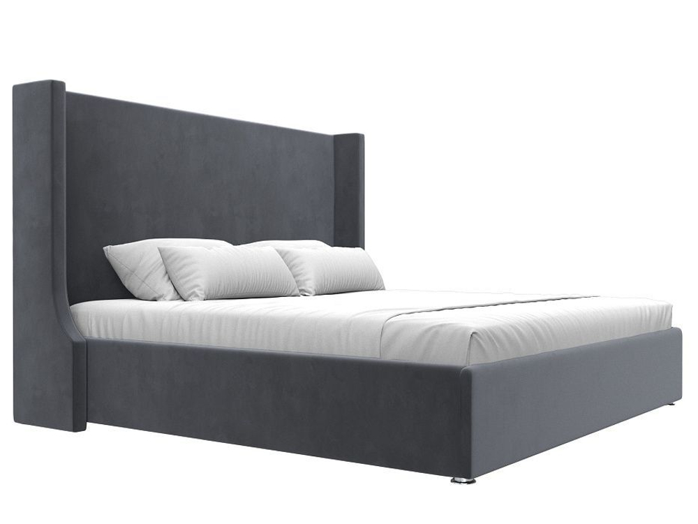 Кровать интерьерная Ларго 200, Серый, Велюр, 120748
