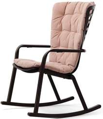 Кресло-качалка Folio черное с розовой подушкой