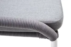 "Милан" стул плетеный из роупа, каркас алюминий белый муар, роуп светло-серый круглый, ткань светло-серая