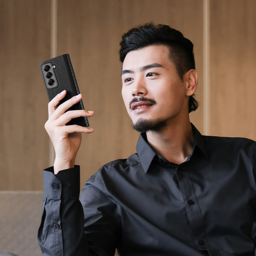 Чехол черного цвета из искусственной кожи от Dux Ducis для смартфона Samsung Z Fold SE (W25), серия Bril Series Case