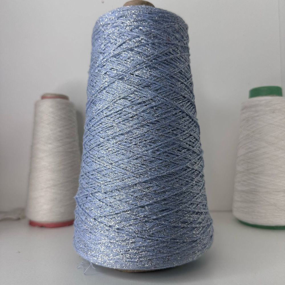 COTTON LUREX; 95% хлопок, 5% люрекс; 400м/100гр; Шнурок; цвет: голубая нить , люрекс серебро