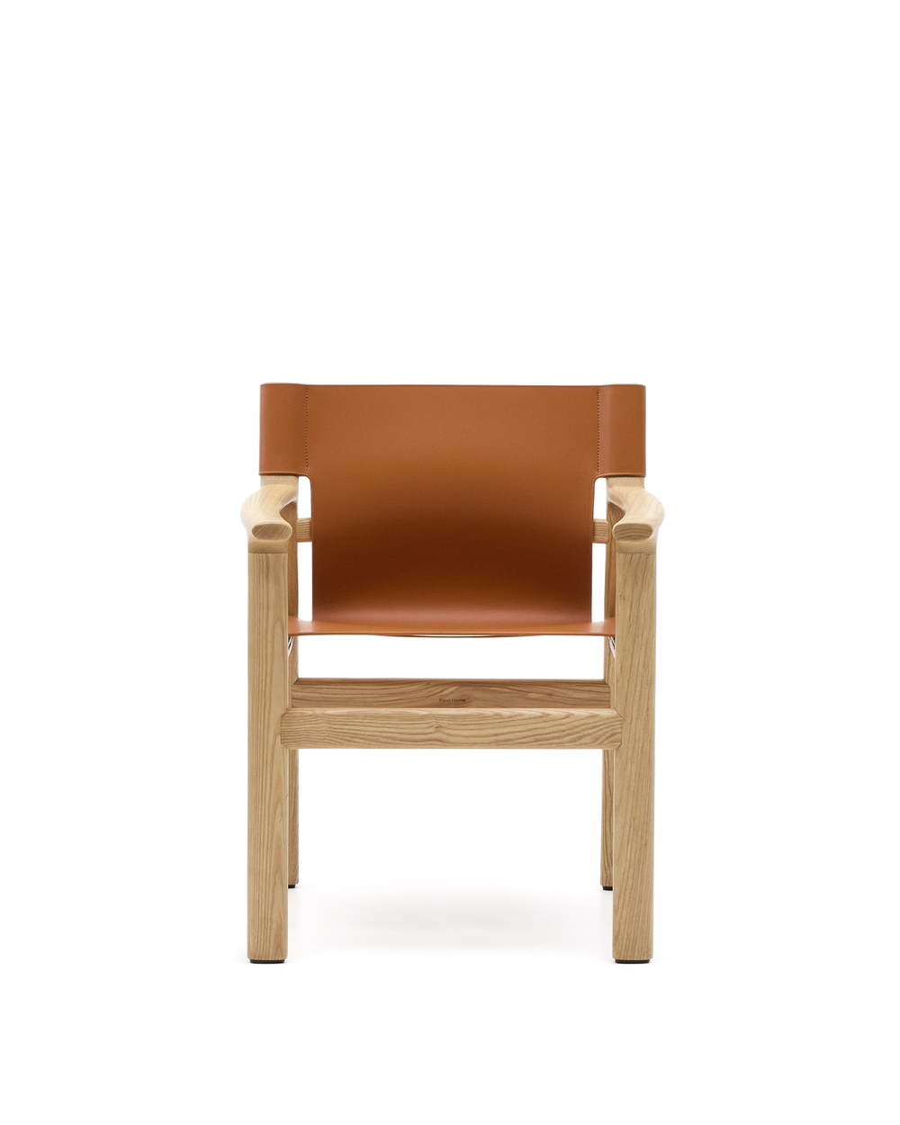 Стул Jan из переработанной кожи светло-коричневого цвета и ясеня в натуральном цвете