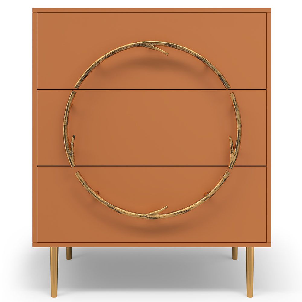 Комод Арт Колор matte Стайл Голд с 3 ящиками Томленый оранжевый матовый