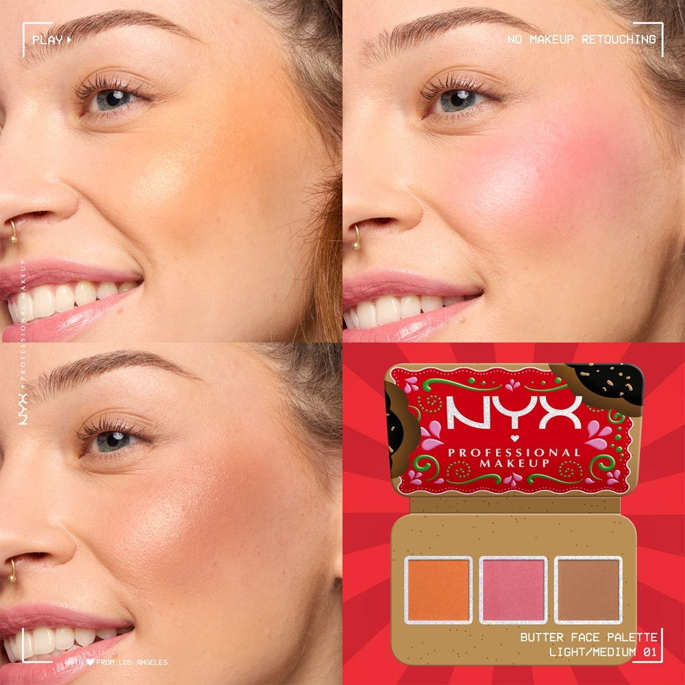 NYX Professional Makeup Holiday Buttermelt - палитра для лица, 3× 4 g