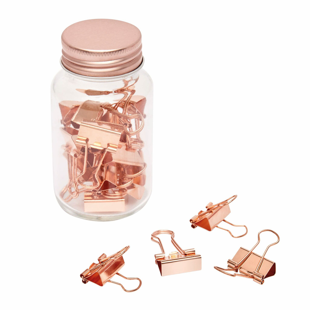 Скрепки для документов в стеклянной банке COPPER CLAMP
