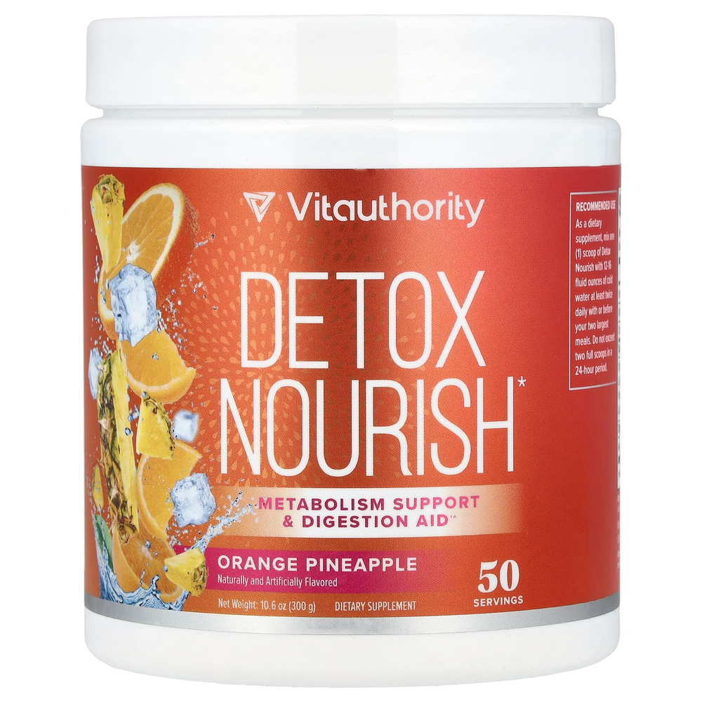 Vitauthority, Detox Nourish, апельсин и ананас, 300 г (10,6 унции)