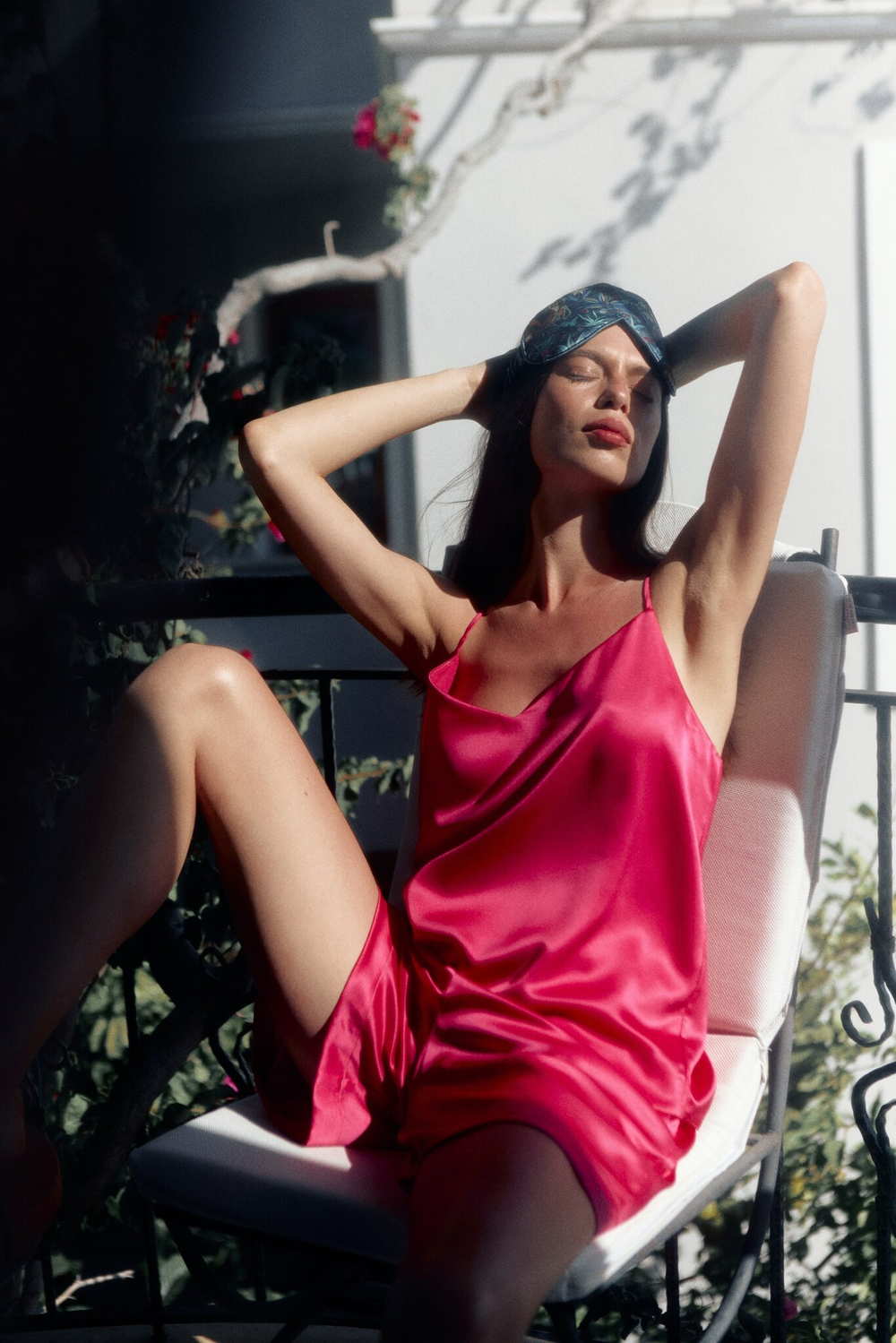 Топ шелковый на подкладке Mollen малиновый