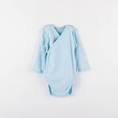 Long-sleeved kimono bodysuit 0-3 months - Sky Blue