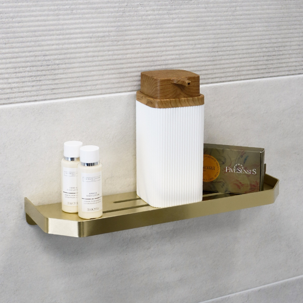 Полка прямоугольная одноэтажная Fixsen Hi-Tech золото-сатин FX-843G