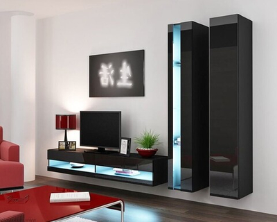 Гостиная Виго нью 5 МДФ (черная) / Черный 0190 260*42*180 см, Черный   Фиеста