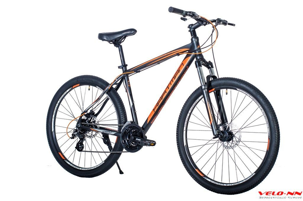 Велосипед Hartman Hurrikan Pro Disc 27.5" (2021) черный/оранжевый