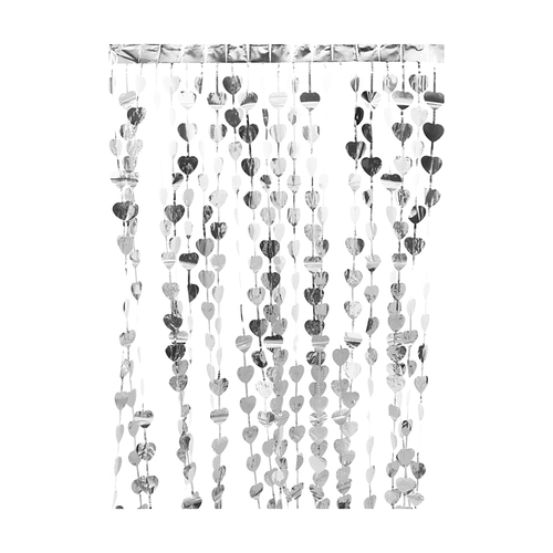 Занавес "Сердца" Серебро, 200х100 см