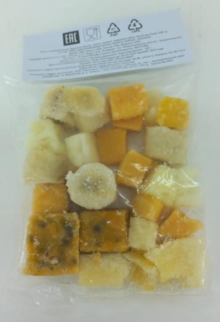 Микс фруктов (банан, манго, ананас, маракуя) замороженные 200 гр