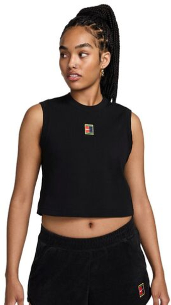Женский топ теннисный NikeCourt Heritage Cropped Tennis Tank Top - черный