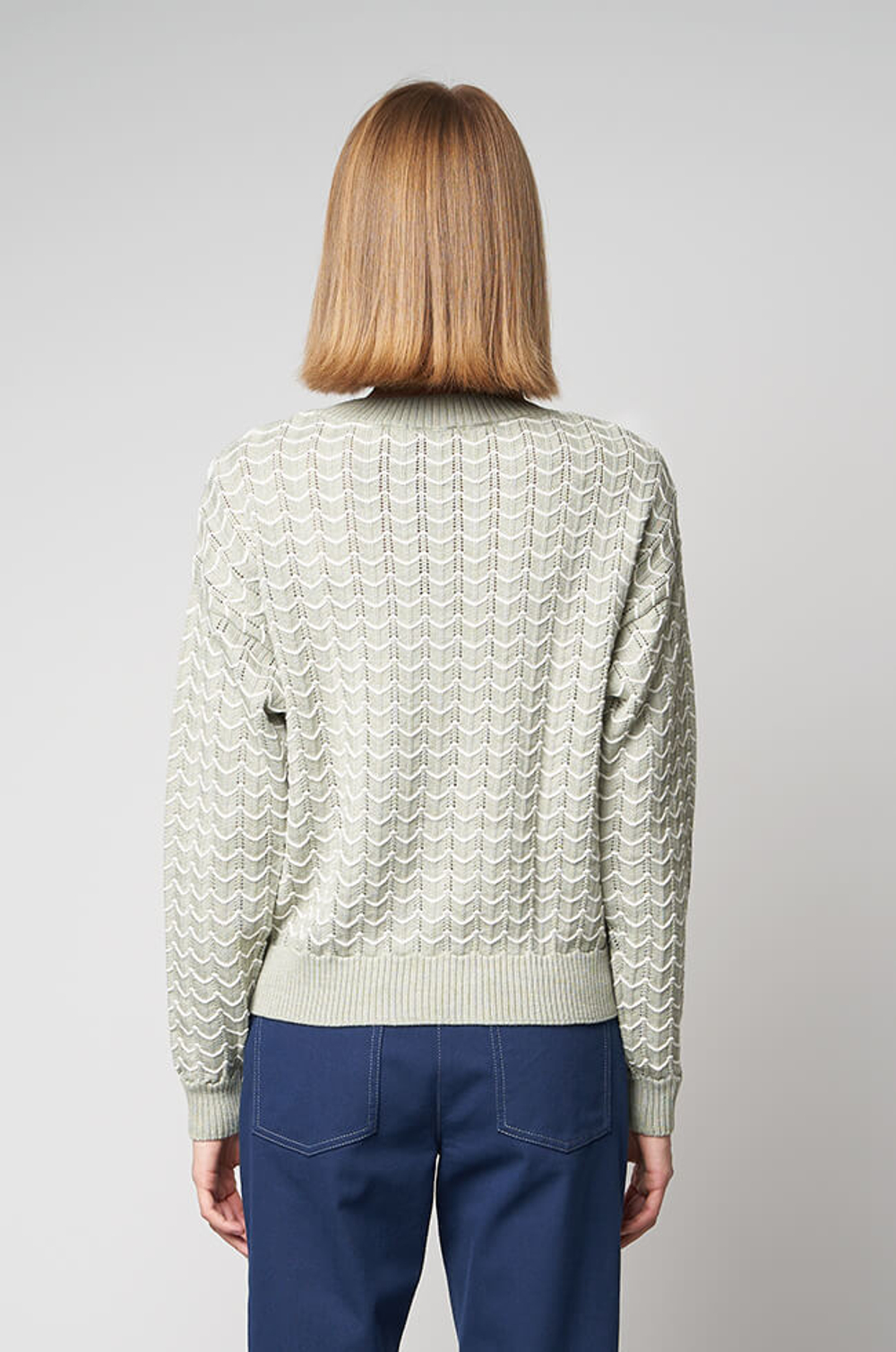 22758 Джемпер женский (бледно-зеленый / молочный)