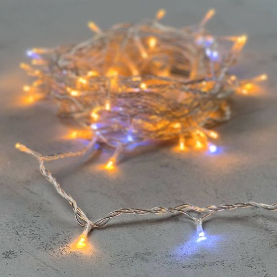 Светодиодная нить 100 желтых LED ламп с мерцанием, 10 м., 24В., прозрачный провод ПВХ, LTC (PST100BLW-10-1Y)